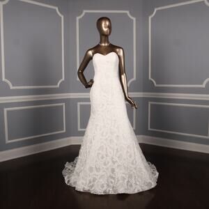 SAREH NOURI Zarin Light Ivory Beaded Strapless Wedding Dress Bridal Gown 10